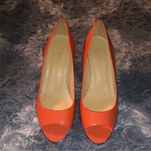 J.CREW CORAL DREA PATENT PEEP TOE PUMPS SIZE 8